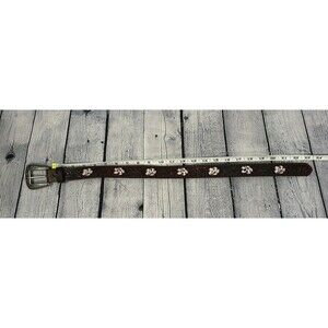 Girls Shyanne Brown Leather with Wht/pink floral Western Belt/silver buckle